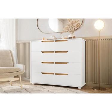 Imagem de Cômoda Doble 8 gavetas Móveis Albatroz - Moveis Albatroz, Branco Fosco