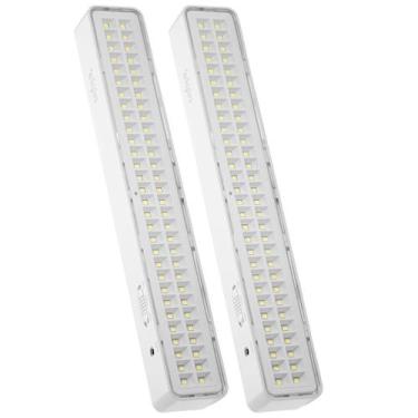 Imagem de Kit 2 Luzes De Emergência Luminaria Emerrgencial Recarregável Bivolt 1