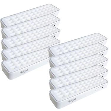 Imagem de Kit 10 Luz de Emergência Atacado Revenda 30 led Recarregável - ELGIN I