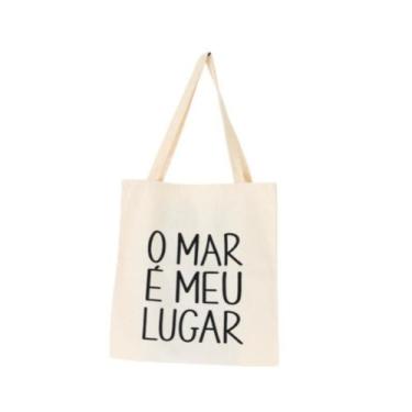 Imagem de Bolsa Feminina Ecobag 100% algodão Estampa O MAR É MEU LUGAR - CARIOCA