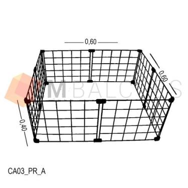 Imagem de Cercadinho Aramado Preto Para Pet - 0,60 x 0,60 x 0,40m - LM Balcoes