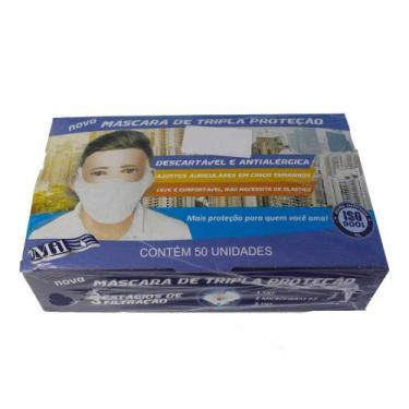 Imagem de Kit Máscara Descartável  Tripla Branca em TNT caixa com 50un - Propost