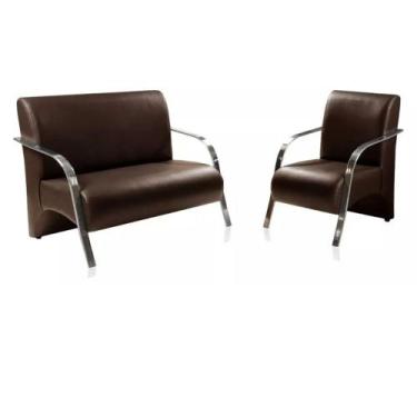 Imagem de Conjunto 2 Poltronas Decorativa Sevilha Braço Metal Bella Decor, Couri