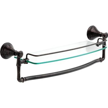 Imagem de Liberty Porta-toalhas Cassidy Hardware com prateleira de vidro, suporte de toalha de banheiro em bronze veneziano, acessórios de banheiro, 79710-RB