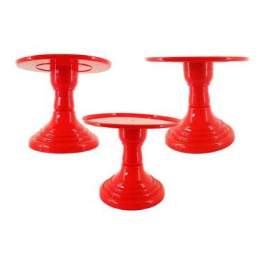 Imagem de Boleira de Plástico Suporte de Doce 23cm - Aliança, Vermelho