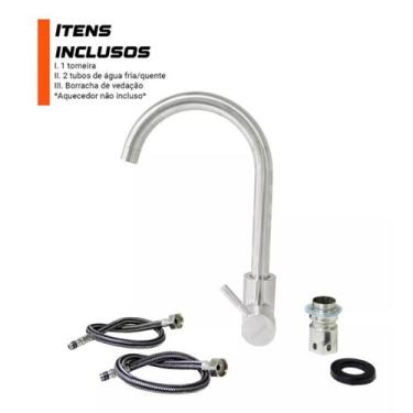 Imagem de Torneira Para Cozinha Gourmet Monocomando em Aço Inox - Knakasaki