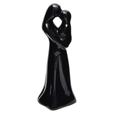 Imagem de Enfeite Estatueta Mãe e Bebê cor preto brilho 17cm - Livon