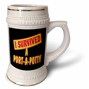 Imagem de 3dRose Caneca Survived A Porta-A-Potty Survial Pride And Humor Design-Stein, 510 g, 623 g, branca