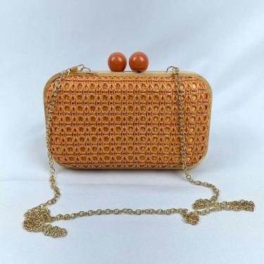 Imagem de Bolsa Clutch Textura Palha Com Alça de Ombro Tranversal Festa Casament