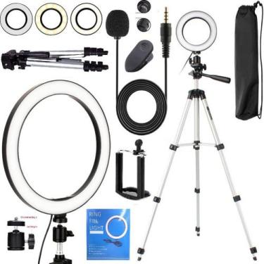 Imagem de Kit Para Gravação de Vídeo Profissional Tripé Para Câmera Celular + Il