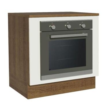 Imagem de Balcão para Forno de Embutir 80 x 60 cm Com Tampo Rustic/branco Agata, Glamy, Stella Madesa