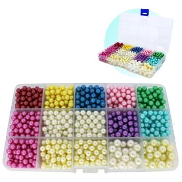 Imagem de Kit Estojo Com 1100 Perolas Inteira 6mm e 8mm 10 Cores - Levolpe
