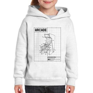 Imagem de Moletom Infantil Arcade Fliperama Projeto - Foca na Moda, Branco, 6