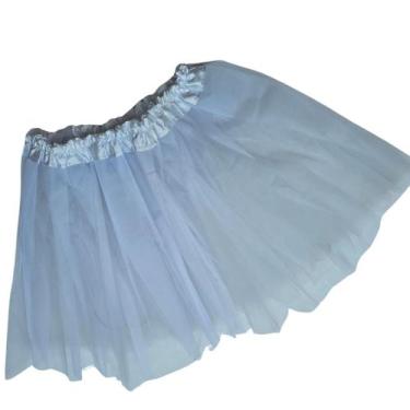 Imagem de saia tule c led 40cm festa adulto carnaval fantasia branca - sm decora