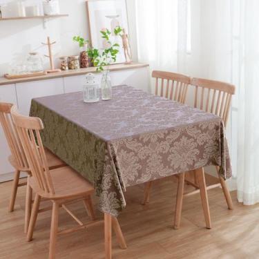 Imagem de Toalha de Mesa Quadrada Medalhão Marrom e Bege 2.20m x 2.20m - Menedec