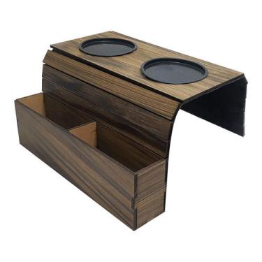 Imagem de Kit 2 Esteira Para BraÇO De SofÁ Com Porta Copos E Controle Imbuia Rus