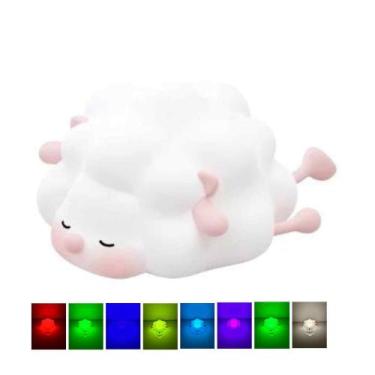 Imagem de Luminária Abajur Noturna De Silicone OVELHA 8 Luzes Com Sensor Toque R