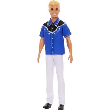 Imagem de Boneco Barbie Ken Fashionistas 226 Loiro com Camisa Estilo Country, Calça Branca e Botas HRH25 Mattel