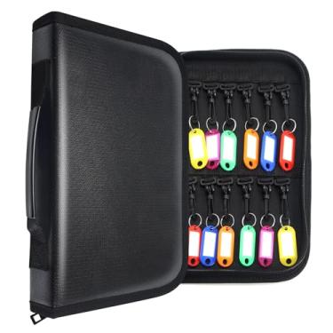 Imagem de Quctak 24 ganchos e etiquetas de chave, organizador de chaves portátil com alça, estojo de chave com zíper para escritórios, agências imobiliárias, hotéis e aluguel