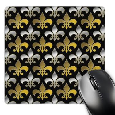 Imagem de 3dRose Estampa flor-de-lis colorida dourada e prata fundo preto - mouse pad, 20 x 20 cm (mp_171861_1)