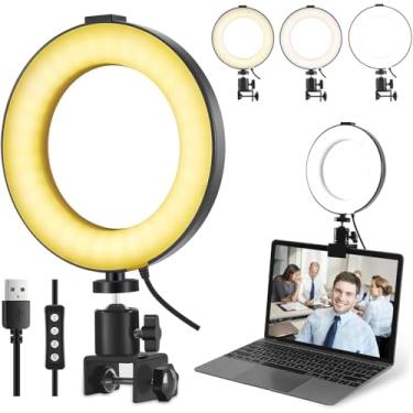 Imagem de Ring Light for Computer, Video Conference Kit, 6" Ring Light with Clamp Mount & 10 Brightness Level，Desktop Light for Remote Meeting, YouTube, Selfie, Makeup, Live Streaming,Business Video Call