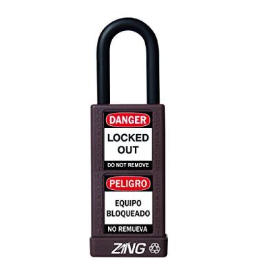 Imagem de Zing Green Products 7084 Cadeado de segurança RecycLock, chave diferente, marrom, grilhão de 3,5 cm, corpo de 7,6 cm