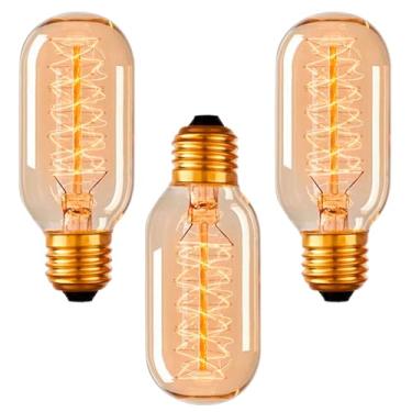 Imagem de Kit 3 Lâmpadas Vintage T45 40w Filamento De Carbono E27 110V