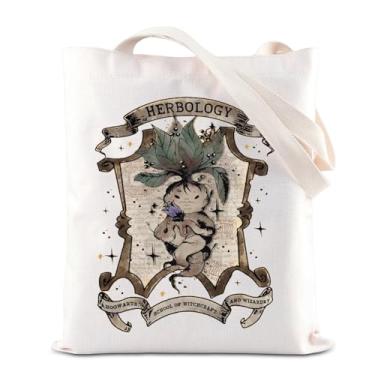 Imagem de TGBJE Herbologia Sacola Herbologia para Amantes de Plantas Presente Magical Magical Wizard Shoulder Grocery Bag Book Lover Bookworm Gift, Bolsa Herbologia