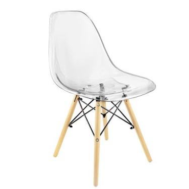 Imagem de Cadeira Charles Eames Cristal Eiffel Wood Designer Transparente Cor:Tr