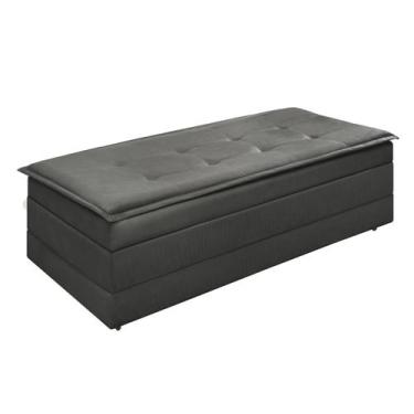 Imagem de Puff Recamier Estofado De Cama Para Quarto Com Bau Que Vira Cama De Ca