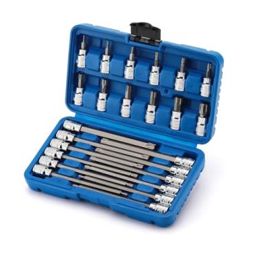 Imagem de CASOMAN Conjunto de soquete Torx extra longo e padrão de 3/20.3 cm, conjunto de brocas Torx Star de 24 peças, T10 a T60, comprimento: 150 mm, aço CR-V e S2