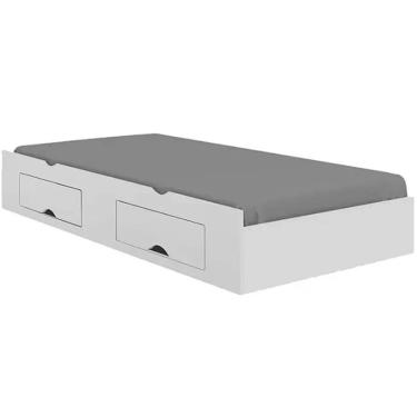 Imagem de Cama Auxiliar Milenio Solteiro com 2 Gavetas D Doro Cor Branco