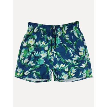 Imagem de Short Sergio K Masculino Beachwear Folhagem Floral Azul Escuro, L/G