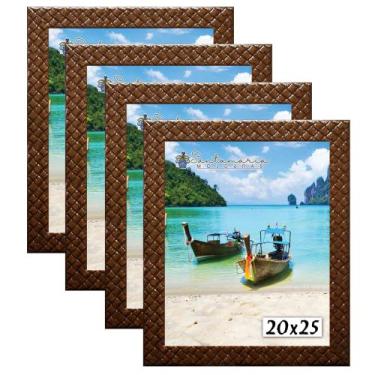 Imagem de Kit 4 Molduras Porta Retrato 20x25 3cm Relevo Marrom - Santamaria Mold