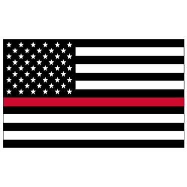 Imagem de Adesivo de vinil grande de linha vermelha fina de bombeiro para carro, caminhão, janela, para-choque, suporte para bombeiros (25 x 15 cm)