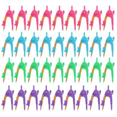 Imagem de Bússola geométrica de matemática estudantil, ferramenta de precisão colorida brilhante de 15 cm para geometria de plástico balança, bússola de desenho de braço com lápis material de volta às aulas