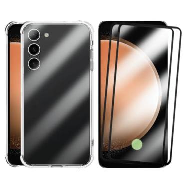 Imagem de Capa Capinha Anti Impacto e 2 Películas Vidro 3D Compatível Samsung Galaxy S23 Plus Transparente Com Proteção de Câmera