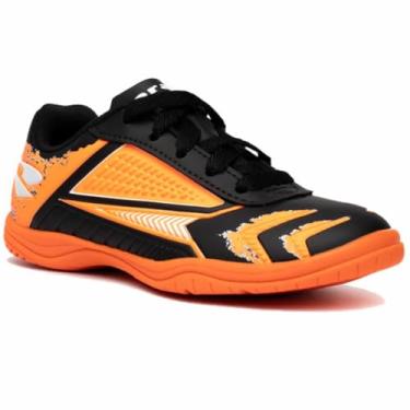 Imagem de Chuteira Infantil Futsal Dray 333 Menino - Preto e Laranja - 35