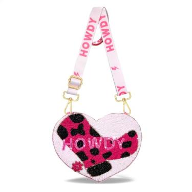 Imagem de CEALXHENY Bolsa Western para mulheres com contas HOWDY bolsa transversal cowboy bota chapéu bolsa de ombro rodeio lembrancinhas de despedida de solteira, Branco