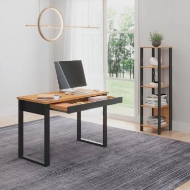 Imagem de Kit 2 Peças 100% mdf com Escrivaninha e Estante com 5 Prateleiras