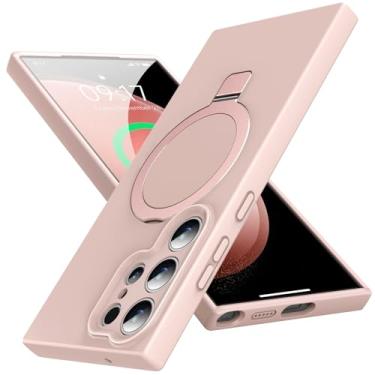 Imagem de KMAMBAG Capa Mag-Ring para Galaxy S23 Ultra, silicone líquido [fator hidratante] Capa para celular Exreme macia e fina com suporte [compatível com Mag Safe] para Samsung Galaxy S23 Ultra 17.3 cm