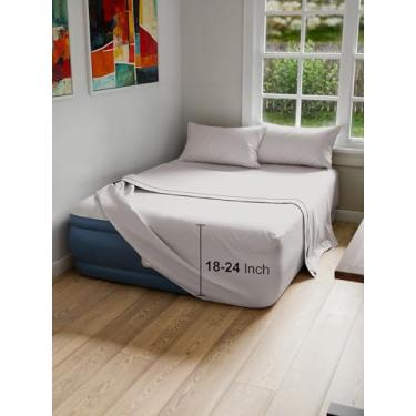 Imagem de CGK Unlimited Lençóis de colchão de ar (bolso de 61 cm), cinza claro, casal