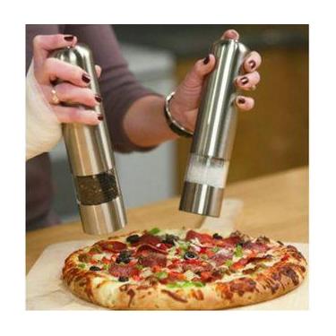 Imagem de Moedor Pimenta Sal Elétrico Aço Inox Pimenteiro Saleiro - PenselarFun