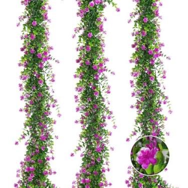 Imagem de RECUTMS Guirlanda Suspensa De Plantas, Flores Artificiais, Eucalipto Falso, Guirlandas Folhagens, Folhas Com Flores, Plantas Trepadeiras Artificiais Penduradas Para Arco Casamento Na Primavera, Deco