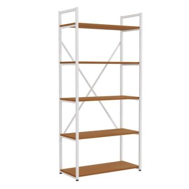 Imagem de Estante Alta 5 Prateleiras 152x72 Cm Li006 Canela Branco