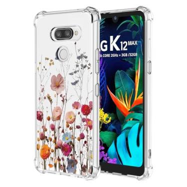 Imagem de RRXSYXL Capa para LG K50, LG Q60, LG K12 Max, LG K12 Prime com estampa floral transparente, capa macia à prova de choque, linda flor, K50