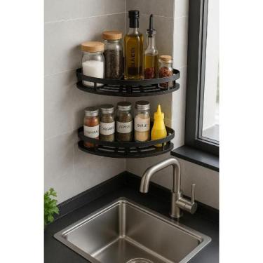 Imagem de Prateleira de Canto em L  Organize sem Ferramentas Alumínio Resistente