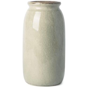 Imagem de VICTOR & TERESA Vaso verde rústico para decoração de casa, vasos de cerâmica para flores, vasos decorativos de fazenda moderna para grama dos pampas, detalhes de mesa, cornija, sala de estar, estante