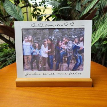Imagem de Porta-Retrato 15x21cm Família Unida   Porta Foto Decorativo em Madeira