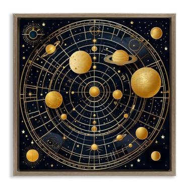 Imagem de Stupell Industries Arte de parede em tela flutuante marrom planetas astrais no sistema solar, design por Tabz Jones, 25 x 25